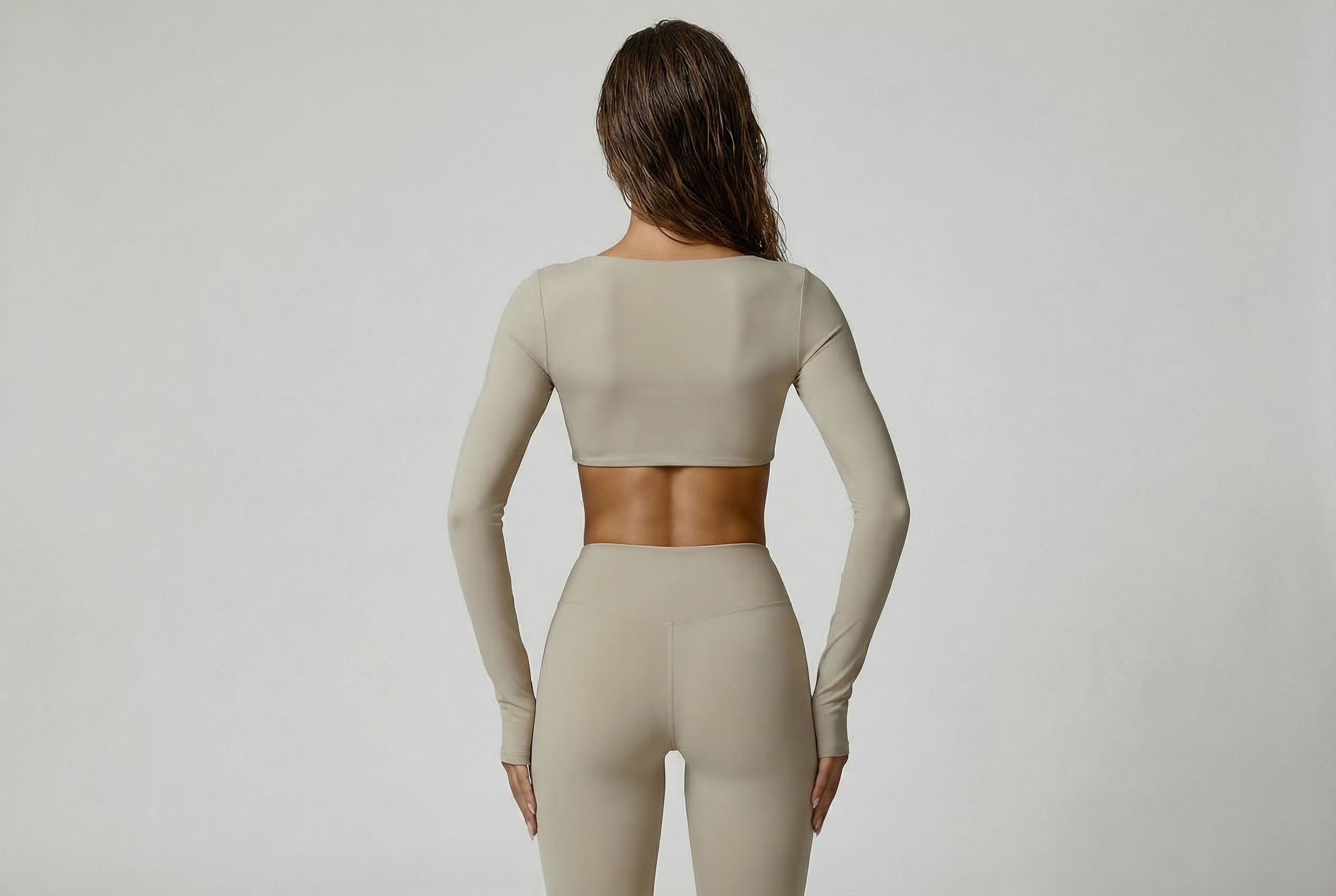 Square Neck Long Sleeve Crop Top