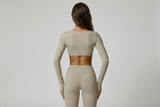 Square Neck Long Sleeve Crop Top