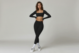 Square Neck Long Sleeve Crop Top