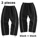Men's Trendy Sporty Pants with Lines Gym Workout Running Trousers with Side Pockets Athletic Quick-Dry Breathable Sweatpants