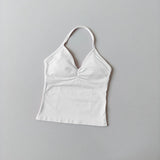 NO LOGO Women's Longline Strappy Backless Gym Top Scrunch Workout Open Back Bra Tank Top for Running Yoga Shirt