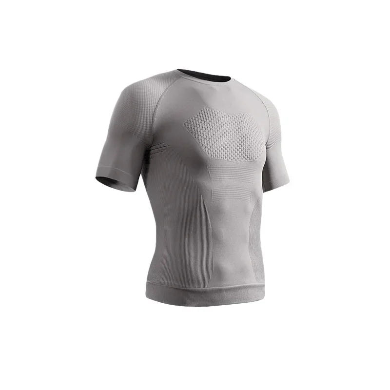 Summer Men Compression Gym Running T Shirt Breathable Short Sleeve T-Shirt Man Casual Tops Seamless Fitness Shirts Man Clothes