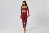 Square Neck Long Sleeve Crop Top