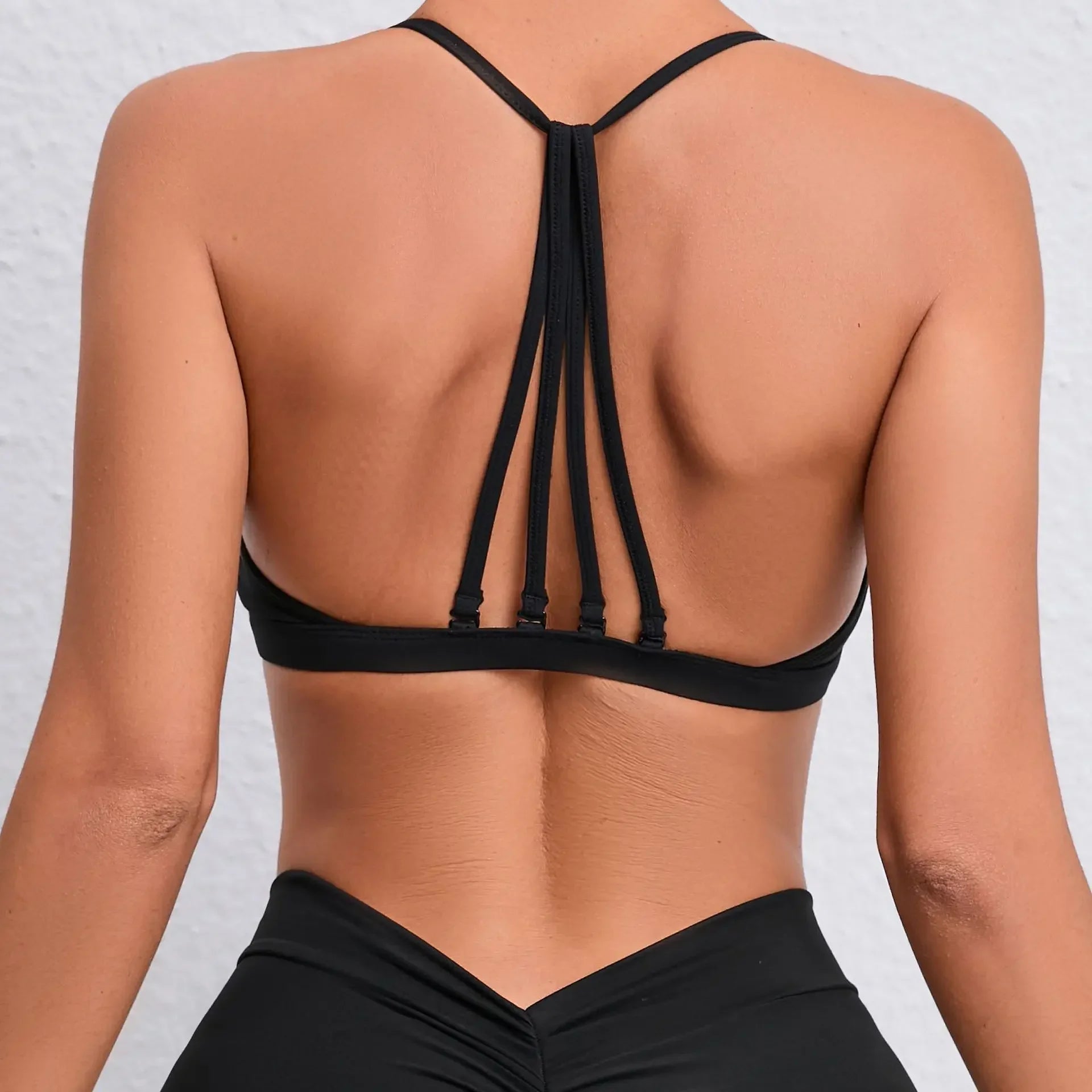STOUREG Multiple Wear Yoga Bras for Women Minimal Sports Crop Tops with Pads Quick Dry Gym Halter Low Neck Fitness Workout Top
