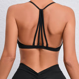 STOUREG Multiple Wear Yoga Bras for Women Minimal Sports Crop Tops with Pads Quick Dry Gym Halter Low Neck Fitness Workout Top