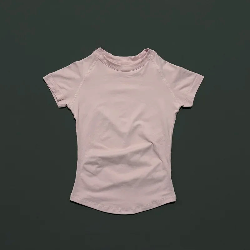 HISTELLO Impact Short Sleeve Top Women Gym Yoga Top Workout Clothes Sports T Shirt Fitness Activewear Running Tight Tops