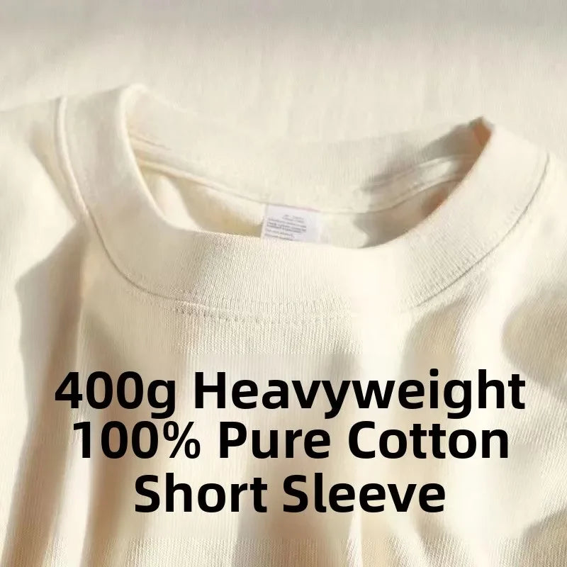 Heavyweight Pure Cotton Short Sleeve T-Shirt Tianqing Color Summer Loose Fit Unisex Basic Sle Comfortable Breathable Casual...