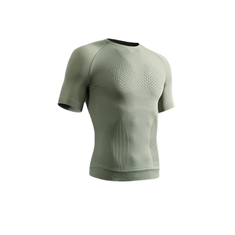 Summer Men Compression Gym Running T Shirt Breathable Short Sleeve T-Shirt Man Casual Tops Seamless Fitness Shirts Man Clothes