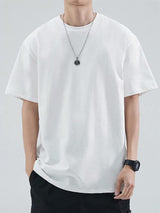 100% Cotton Printed Men's T-Shirt, Simple Comfortable Solid Color Casual Tee