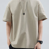 100% Cotton Printed Men's T-Shirt, Simple Comfortable Solid Color Casual Tee